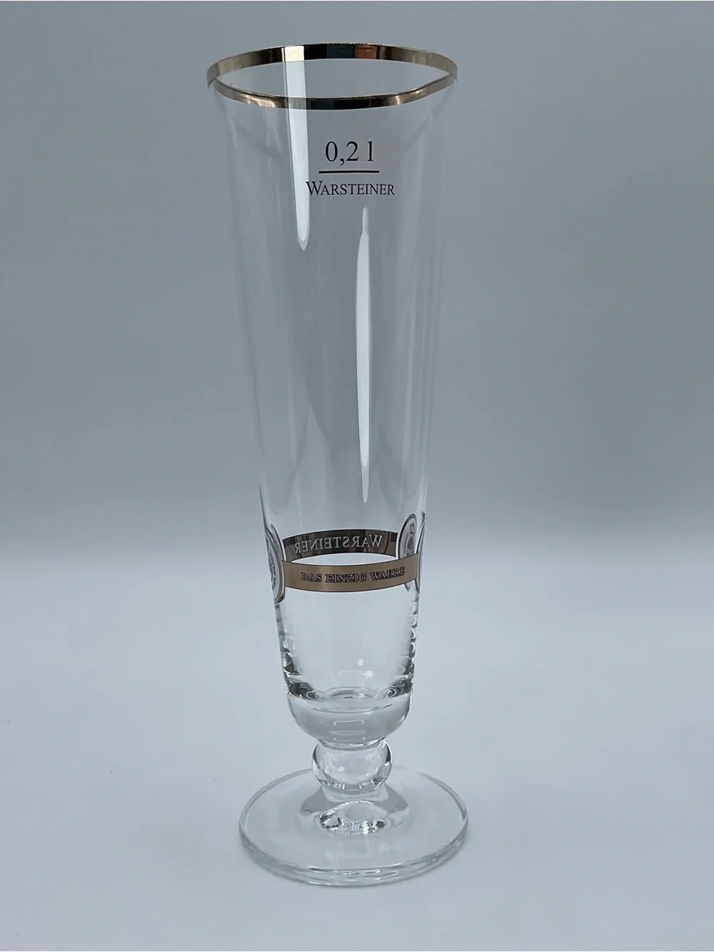 Warsteiner Beer Pilsner Glass Gold Rim Footed 7” German Brewery Logo